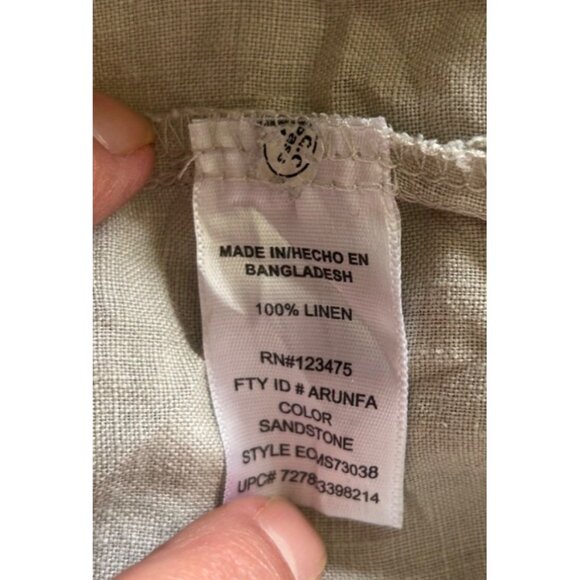 Ellen Tracy Womens Beige Linen Lace-Up Blouse Top With Pockets Size XL Lagenlook - Picture 4 of 6